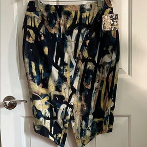 RACHEL Rachel Roy Artistic Asymmetrical Skirt - Black, Blue, Tan